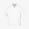 PRADA Floral-pattern Regular-fit Cotton-terry Shirt For Mens Bianco