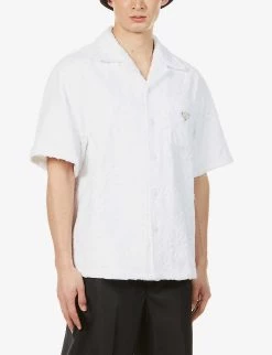 PRADA Floral-pattern Regular-fit Cotton-terry Shirt For Mens Bianco -Deals PRADA Store unnamed file 584