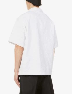 PRADA Floral-pattern Regular-fit Cotton-terry Shirt For Mens Bianco -Deals PRADA Store unnamed file 585