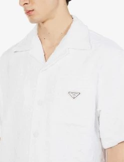 PRADA Floral-pattern Regular-fit Cotton-terry Shirt For Mens Bianco -Deals PRADA Store unnamed file 586