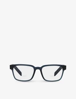 PRADA PR 15WV Acetate Rectangle-frame Eyeglasses For Womens Blue
