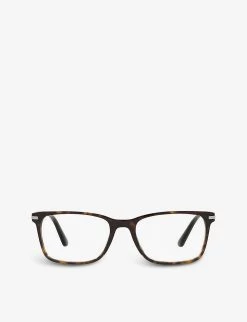 PRADA PR 14WV Tortoiseshell-print Rectangular-frame Acetate Glasses For Womens Brown