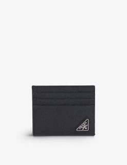 PRADA Brand-plaque Leather Card Holder For Mens Nero