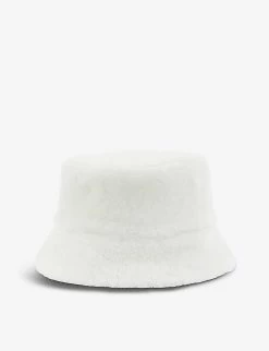 PRADA Logo-plaque Shearling Bucket Hat For Womens Bianco -Deals PRADA Store unnamed file 672