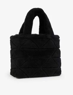 PRADA Logo-plaque Leather And Shearling Tote Bag For Womens Nero -Deals PRADA Store unnamed file 679