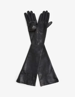 PRADA Pouch-embellished Leather Gloves For Womens Arancio -Deals PRADA Store unnamed file 687
