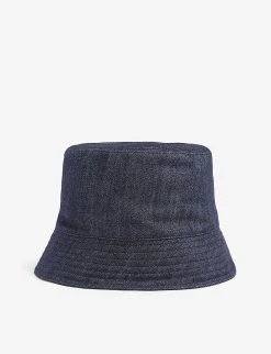 PRADA Logo-plaque Cotton Bucket Hat For Womens Bleu -Deals PRADA Store unnamed file 690