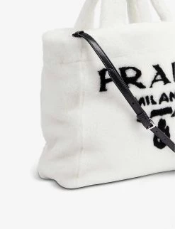 PRADA Branded Shearling Shopper Bag For Womens Bianco/nero 12 PRADA Branded Shearling Shopper Bag For Womens Bianco/nero -Deals PRADA Store unnamed file 719