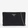 PRADA Pouchette Branded Shell Pouch Bag For Womens Nero