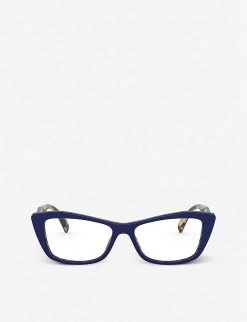 PRADA PR 15XV Acetate Cat-eye Glasses For Womens Blue