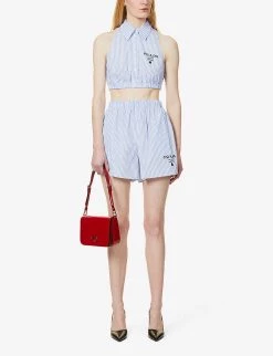 PRADA Striped Cropped Cotton Shirt For Womens Celeste 9 PRADA Striped Cropped Cotton Shirt For Womens Celeste -Deals PRADA Store unnamed file 816