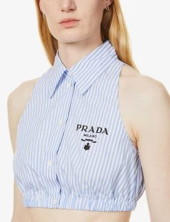 PRADA Striped Cropped Cotton Shirt For Womens Celeste 12 PRADA Striped Cropped Cotton Shirt For Womens Celeste -Deals PRADA Store unnamed file 819