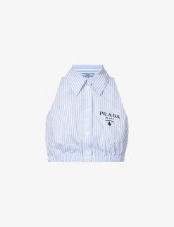 PRADA Striped Cropped Cotton Shirt For Womens Celeste 13 PRADA Striped Cropped Cotton Shirt For Womens Celeste -Deals PRADA Store unnamed file 820