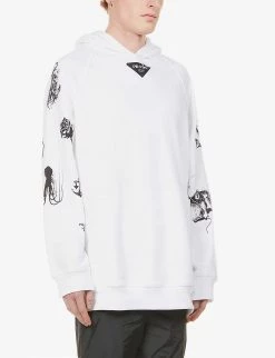 PRADA Symbol Graphic-print Cotton-jersey Hoody For Mens Bianco -Deals PRADA Store unnamed file 852