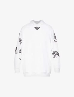 PRADA Symbol Graphic-print Cotton-jersey Hoody For Mens Bianco -Deals PRADA Store unnamed file 855