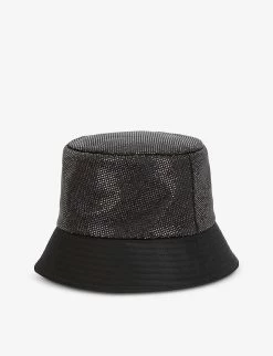 PRADA Stud-embellished Brand-print Recycled-polyamide And Silk Bucket Hat For Womens Nero -Deals PRADA Store unnamed file 868