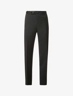 PRADA Regular-fit Tapered Wool-blend Trousers For Mens Nero