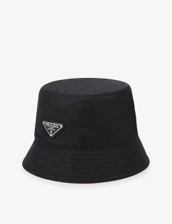 PRADA Re-Nylon Logo-plaque Recycled-nylon Bucket Hat For Womens Black -Deals PRADA Store unnamed file 88