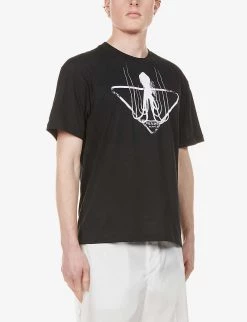 PRADA Symbol Graphic-print Cotton-jersey T-shirt For Mens Nero -Deals PRADA Store unnamed file 913