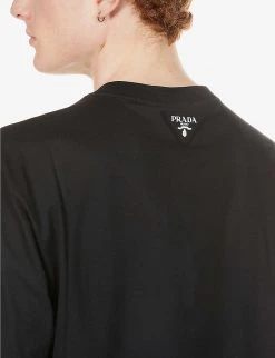 PRADA Symbol Graphic-print Cotton-jersey T-shirt For Mens Nero -Deals PRADA Store unnamed file 915