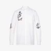 PRADA Symbol Graphic-print Cotton-poplin Shirt For Mens Bianco