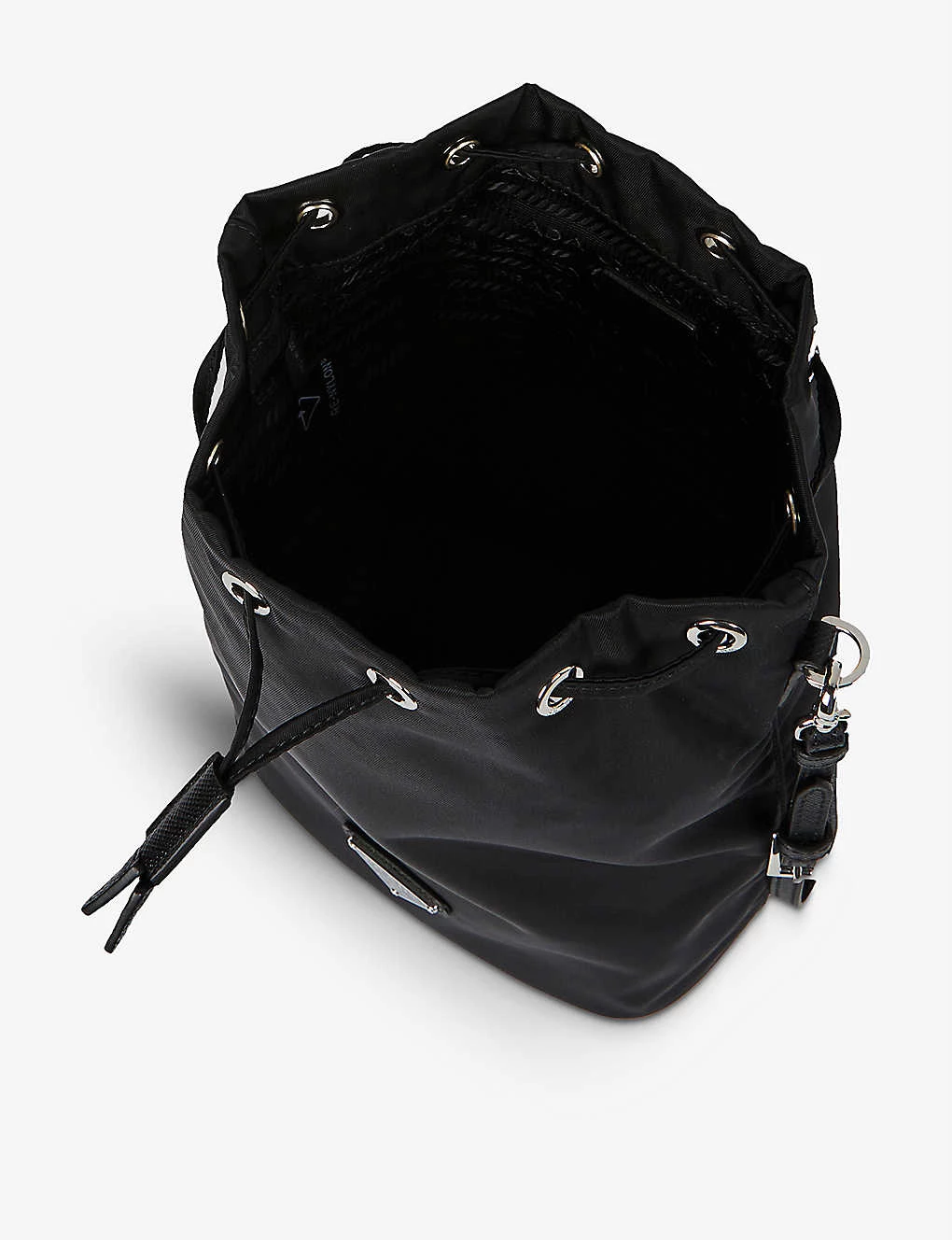 PRADA Brand-plaque Recycled-polyamide And Leather Pouch Bag For Womens Nero 6 PRADA Brand-plaque Recycled-polyamide And Leather Pouch Bag For Womens Nero - Image 4