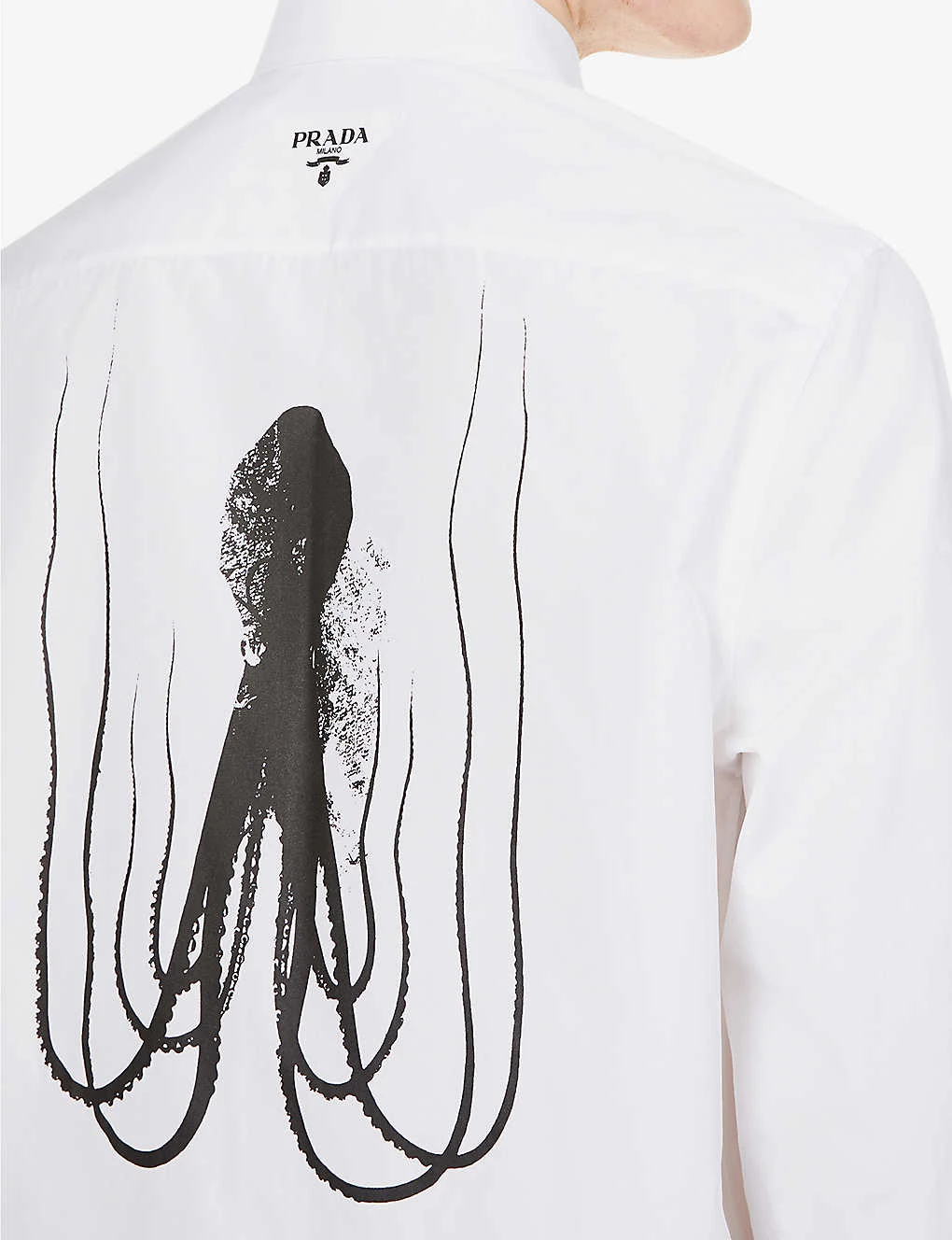 PRADA Symbol Graphic-print Cotton-poplin Shirt For Mens Bianco 7 PRADA Symbol Graphic-print Cotton-poplin Shirt For Mens Bianco - Image 5
