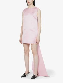 PRADA Asymmetric Silk Mini Dress For Womens Petalo -Deals PRADA Store unnamed file 925