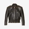 PRADA Collared Leather Jacket For Womens Nero