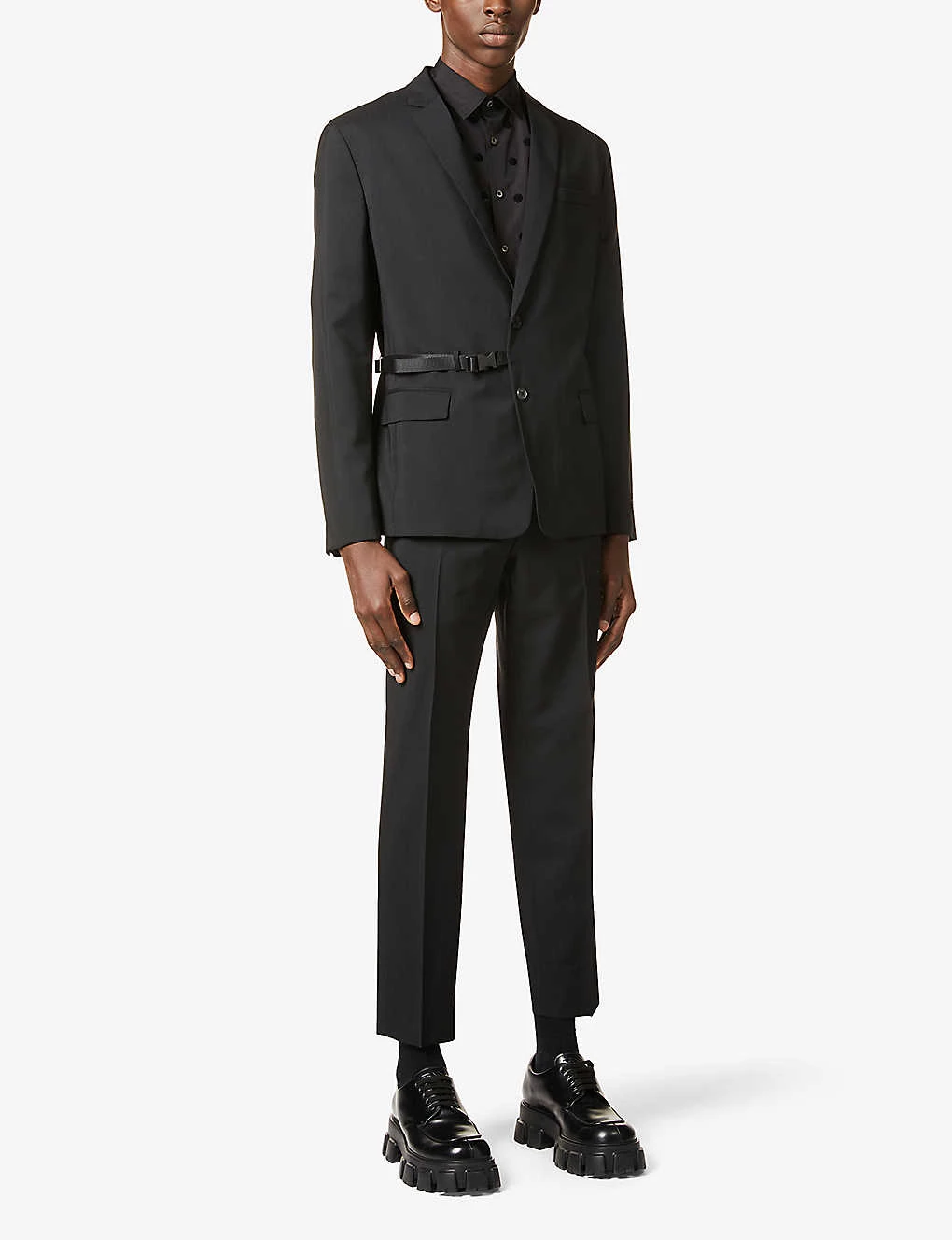 PRADA Brand-patch Sequin-embellished Cotton Shirt For Mens Nero 4 PRADA Brand-patch Sequin-embellished Cotton Shirt For Mens Nero - Image 2