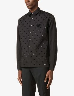 PRADA Brand-patch Sequin-embellished Cotton Shirt For Mens Nero 10 PRADA Brand-patch Sequin-embellished Cotton Shirt For Mens Nero -Deals PRADA Store unnamed file 944