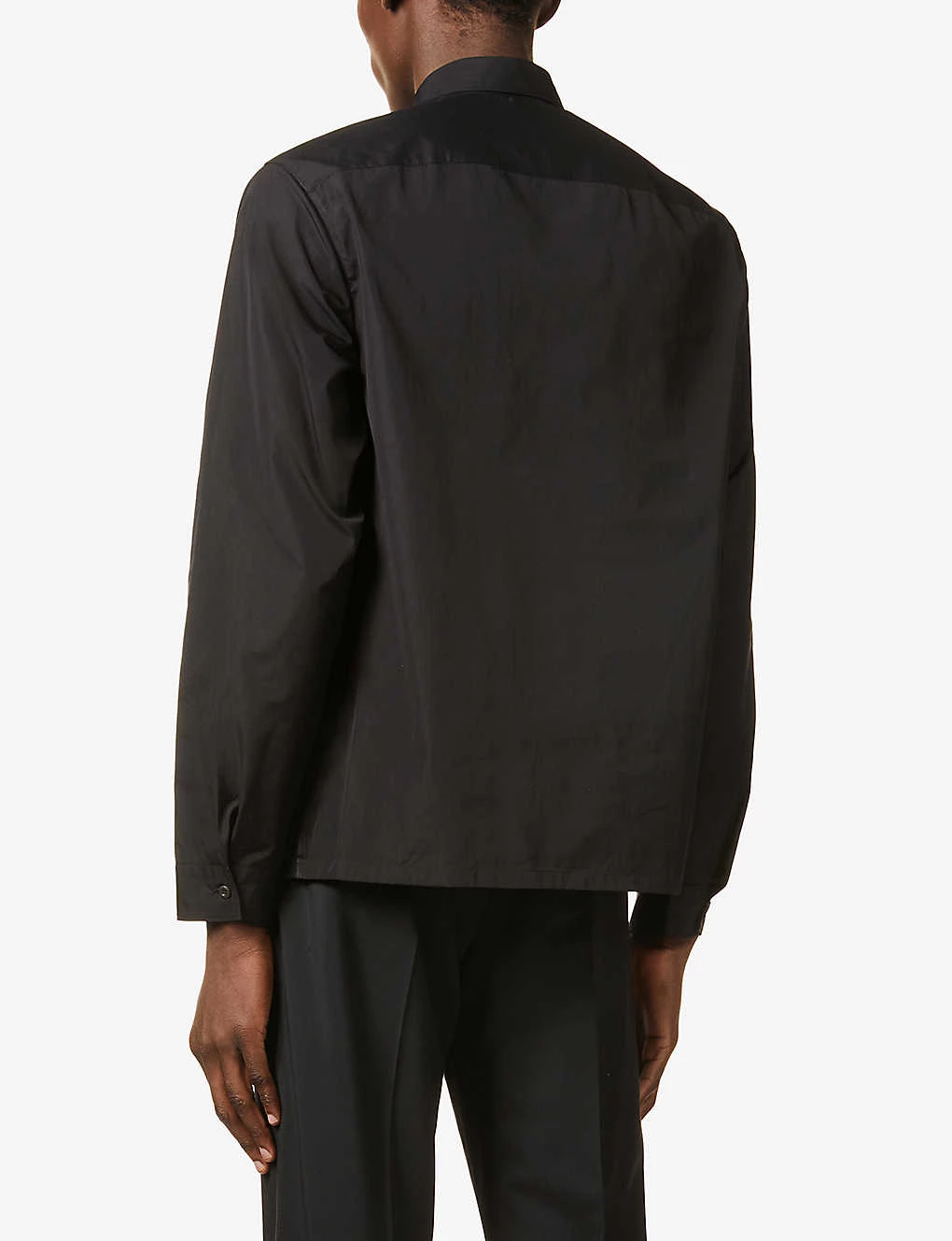 PRADA Brand-patch Sequin-embellished Cotton Shirt For Mens Nero 6 PRADA Brand-patch Sequin-embellished Cotton Shirt For Mens Nero - Image 4