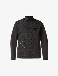 PRADA Brand-patch Sequin-embellished Cotton Shirt For Mens Nero 13 PRADA Brand-patch Sequin-embellished Cotton Shirt For Mens Nero -Deals PRADA Store unnamed file 947