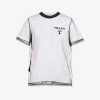 PRADA Sequinned Logo Mesh And Cotton-jersey T-shirt For Womens Bianco+nero