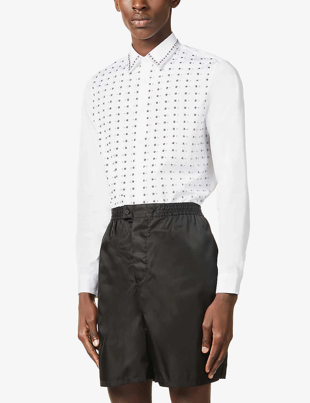 PRADA Sequin-embellished Regular-fit Cotton Shirt For Mens Bianco 5 PRADA Sequin-embellished Regular-fit Cotton Shirt For Mens Bianco - Image 3