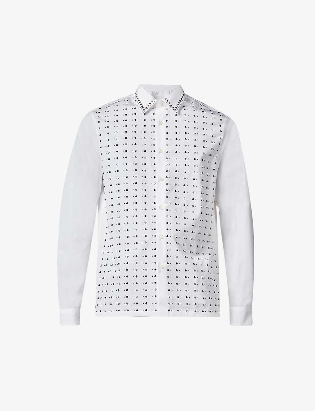 PRADA Sequin-embellished Regular-fit Cotton Shirt For Mens Bianco 8 PRADA Sequin-embellished Regular-fit Cotton Shirt For Mens Bianco - Image 6