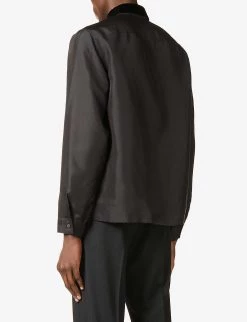 PRADA Branded-tag Relaxed-fit Silk Shirt For Mens Nero -Deals PRADA Store unnamed file 968