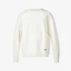 PRADA Ribbed-knit Brand-embroidered Wool And Cashmere-blend Jumper For Mens Bianco