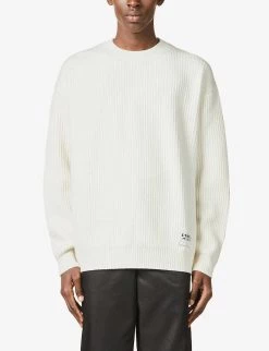 PRADA Ribbed-knit Brand-embroidered Wool And Cashmere-blend Jumper For Mens Bianco -Deals PRADA Store unnamed file 979