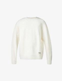 PRADA Ribbed-knit Brand-embroidered Wool And Cashmere-blend Jumper For Mens Bianco -Deals PRADA Store unnamed file 982